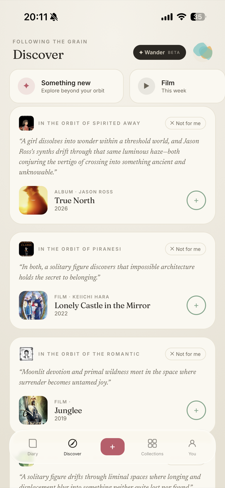 Wistly Discover — cross-media recommendations across film, music and books